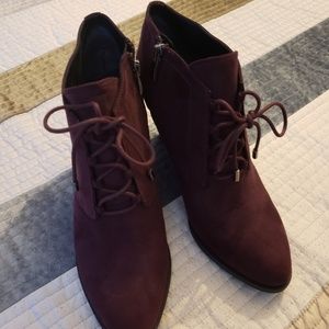 Nearly New Franco Sarto Suede Burgundy Wedge Boots